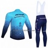 Completo Maglia ML + Pantaloncino con bretelle ML 2023 Astana Qazaqstan Blu